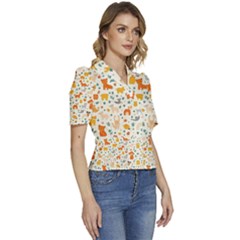 Puffed Short Sleeve Button Up Jacket 