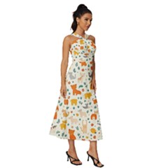 Sleeveless Cross Front Cocktail Midi Chiffon Dress 