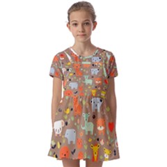 Kids  Short Sleeve Pinafore Style Dress 