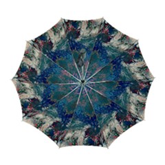 Blue feathers and flames Automatic Folding Umbrella with Case (Large) from ArtsNow.com