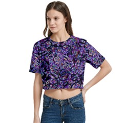 Women s Round Neck Short Sleeve Crop Top 