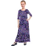 Neon Symphony Design Kids  Quarter Sleeve Maxi Dress