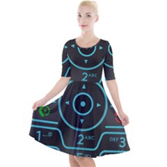 Quarter Sleeve A-Line Dress With Pockets 