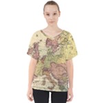 Retro Old Vintage Map Of Europe V-Neck Dolman Drape Top