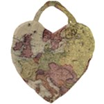 Retro Old Vintage Map Of Europe Giant Heart Shaped Tote