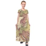 Retro Old Vintage Map Of Europe Kids  Short Sleeve Maxi Dress