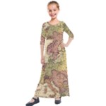 Retro Old Vintage Map Of Europe Kids  Quarter Sleeve Maxi Dress