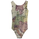 Retro Old Vintage Map Of Europe Kids  Cut-Out Back One Piece Swimsuit