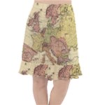 Retro Old Vintage Map Of Europe Fishtail Chiffon Skirt