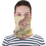 Retro Old Vintage Map Of Europe Face Seamless Bandana (Adult)