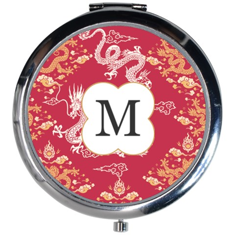 Dragon Pattern Initial  Mini Round Mirror from ArtsNow.com