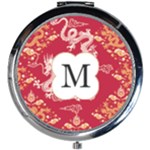 Dragon Pattern Initial  Mini Round Mirror