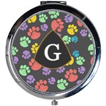 Pet Pattern Monogram Letter Mini Round Mirror