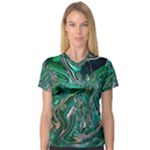 Malachite  V-Neck Sport Mesh T-Shirt