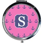 Anchor Pattern Initial Mini Round Mirror