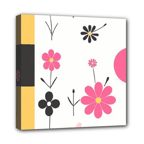 Minimalist Pattern With Simple Lines,flower And Shapes, Creating A Clean And Modern Mini Canvas 8  x 8  (Stretched) from ArtsNow.com