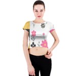  Minimalist Pattern With Simple Lines,flower And Shapes, Creating A Clean And Modern Crew Neck Crop Top