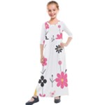  Minimalist Pattern With Simple Lines,flower And Shapes, Creating A Clean And Modern Kids  Quarter Sleeve Maxi Dress