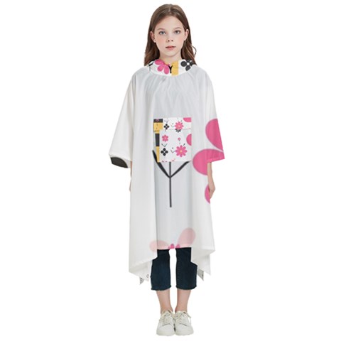 Minimalist Pattern With Simple Lines,flower And Shapes, Creating A Clean And Modern Kids  Hooded Rain Ponchos from ArtsNow.com