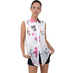 Sleeveless Chiffon Button Shirt 