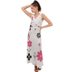  Minimalist Pattern With Simple Lines,flower And Shapes, Creating A Clean And Modern V-Neck Chiffon Maxi Dress