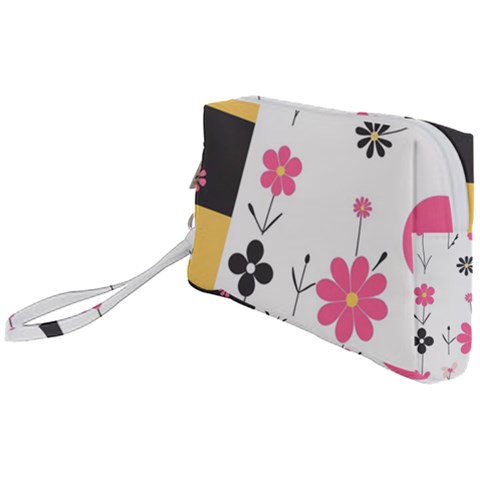 Minimalist Pattern With Simple Lines,flower And Shapes, Creating A Clean And Modern Wristlet Pouch Bag (Small) from ArtsNow.com