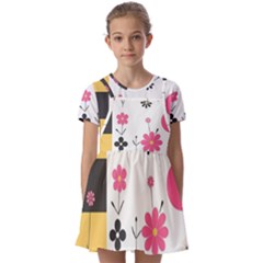 Kids  Short Sleeve Pinafore Style Dress 