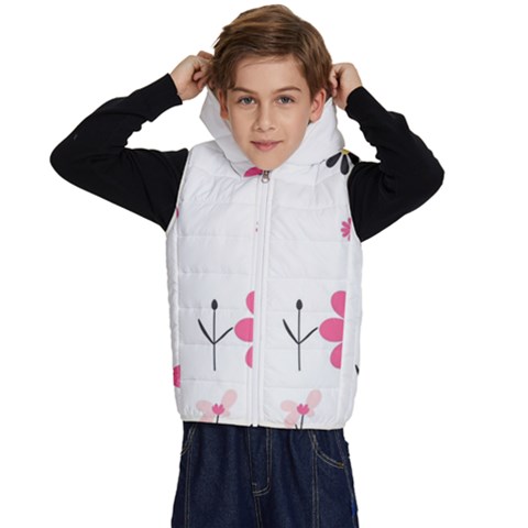 Minimalist Pattern With Simple Lines,flower And Shapes, Creating A Clean And Modern Kids  Stylish Hooded Puffer Vest from ArtsNow.com