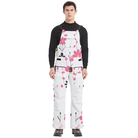 Minimalist Pattern With Simple Lines,flower And Shapes, Creating A Clean And Modern Men s Side Zip Front Pouch Ski And Snowboard Bib Pants	 from ArtsNow.com