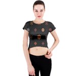 Minimalist Pattern With Simple Lines,flower And Shapes, Creating A Clean And Modern Crew Neck Crop Top