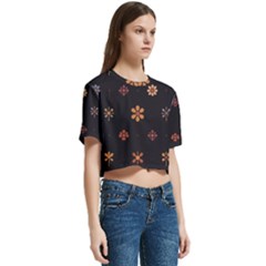 Women s Round Neck Short Sleeve Crop Top 