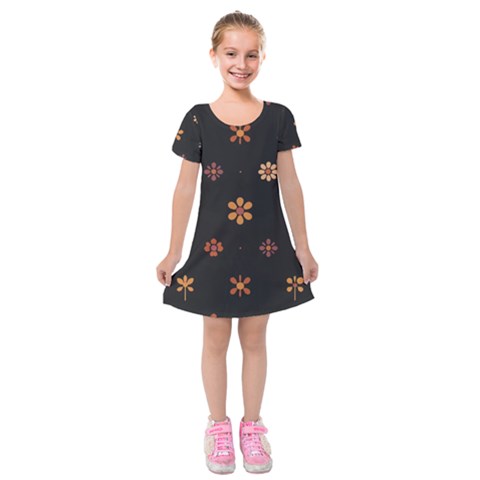 Minimalist Pattern With Simple Lines,flower And Shapes, Creating A Clean And Modern Kids  Short Sleeve Velvet Dress from ArtsNow.com