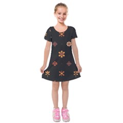 Minimalist Pattern With Simple Lines,flower And Shapes, Creating A Clean And Modern Kids  Short Sleeve Velvet Dress from ArtsNow.com