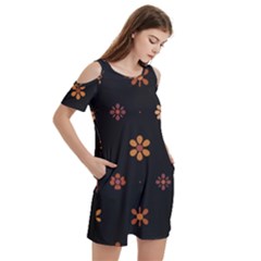 Women s Cold Shoulder Round Neck Mini Dress 