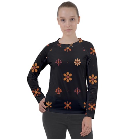 Minimalist Pattern With Simple Lines,flower And Shapes, Creating A Clean And Modern Women s Long Sleeve Raglan T