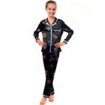 Minimalist Pattern With Simple Lines,flower And Shapes, Creating A Clean And Modern Kids  Satin Long Sleeve Pajamas Set