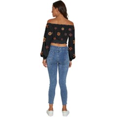 Long Sleeve Crinkled Weave Crop Top 