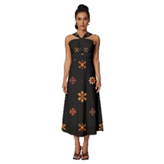 Sleeveless Cross Front Cocktail Midi Chiffon Dress 