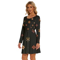 Long Sleeve Wide Neck Velvet Dress 