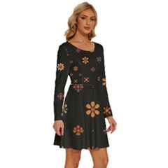 Long Sleeve Wide Neck Velvet Dress 