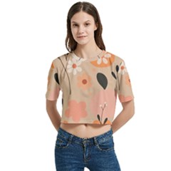 Women s Round Neck Short Sleeve Crop Top 