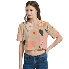 Women s Round Neck Short Sleeve Crop Top 