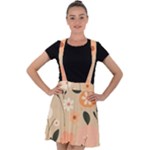 Minimalist Pattern With Simple Lines,flower And Shapes, Creating A Clean And Modern Velvet Suspender Skater Skirt