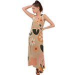 Minimalist Pattern With Simple Lines,flower And Shapes, Creating A Clean And Modern V-Neck Chiffon Maxi Dress