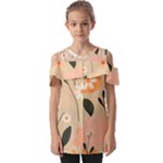 Minimalist Pattern With Simple Lines,flower And Shapes, Creating A Clean And Modern Fold Over Open Sleeve Top