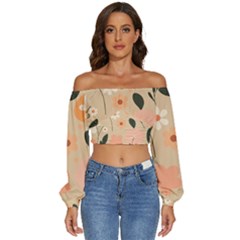 Long Sleeve Crinkled Weave Crop Top 