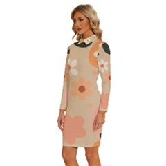 Long Sleeve Shirt Collar Bodycon Dress 