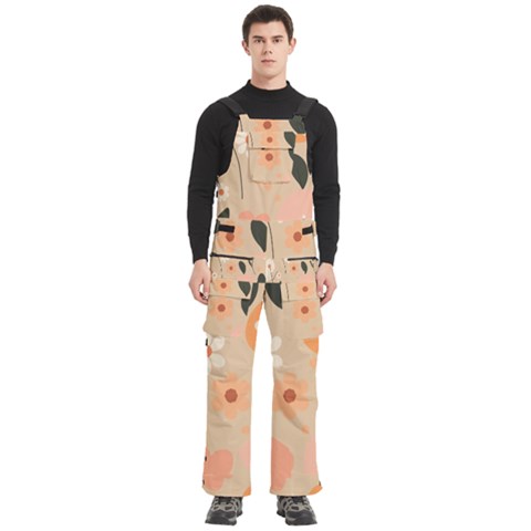 Minimalist Pattern With Simple Lines,flower And Shapes, Creating A Clean And Modern Men s Side Zip Front Pouch Ski And Snowboard Bib Pants	 from ArtsNow.com