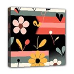  Minimalist Pattern With Simple Lines,flower And Shapes, Creating A Clean And Modern Mini Canvas 8  x 8  (Stretched)