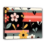  Minimalist Pattern With Simple Lines,flower And Shapes, Creating A Clean And Modern Canvas 14  x 11  (Stretched)